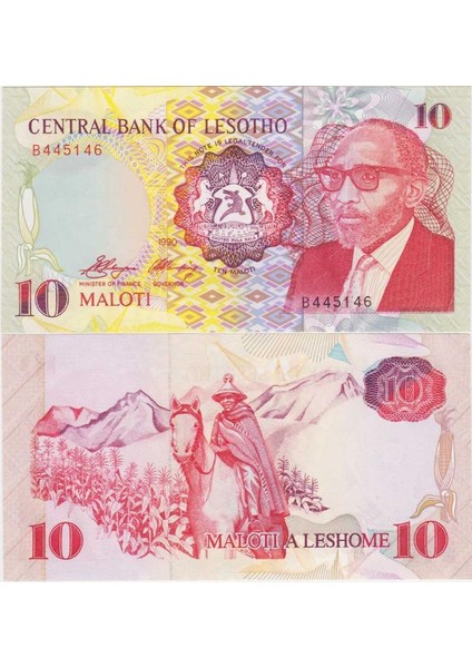 Lesotho 10 Maloti 1990 Eski Emisyon. Çil Kondisyon.