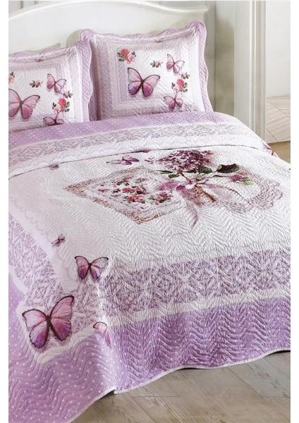Çift Kişilik Kapitone Yatak Örtüsü Takımı - Lila
