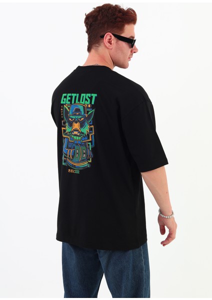 Getlost-Oversize Tişört | Sırt Baskılı – Minimal Göğüs Desenli Unisex Tshirt fiyatları