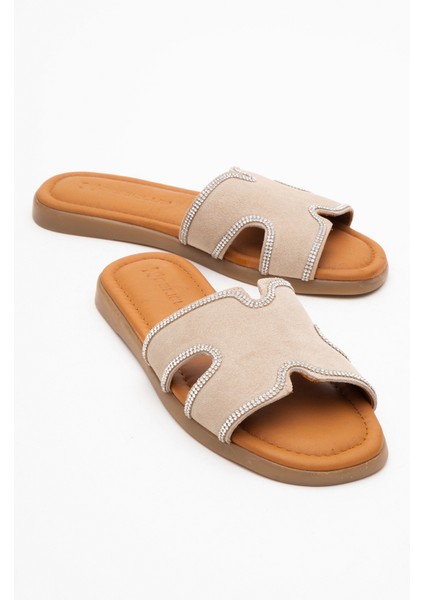 Kadın Taş Bantlı Terlik Gerçek Süet Deri Zy 8126 Bej fiyatları