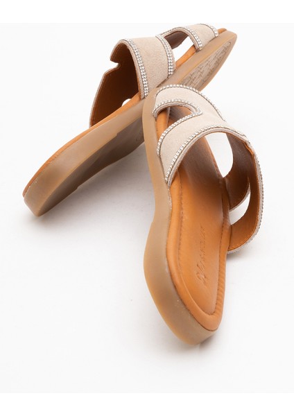 Kadın Taş Bantlı Terlik Gerçek Süet Deri Zy 8126 Bej fırsatları