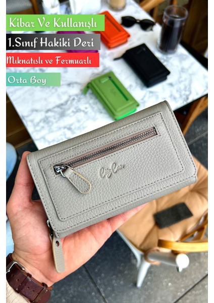 Julia Vizon Hakiki Deri Kadın Cüzdan Orta Boy Şık ve Kullanışlı