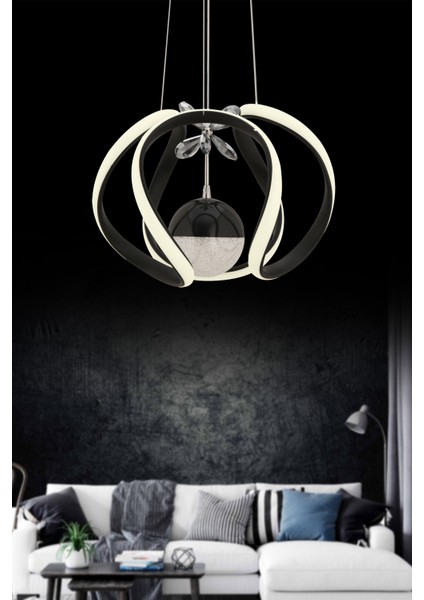 Istanbul Avize Bigiee Ledli Siyah Lüx Beyaz Power LED Modern Avize