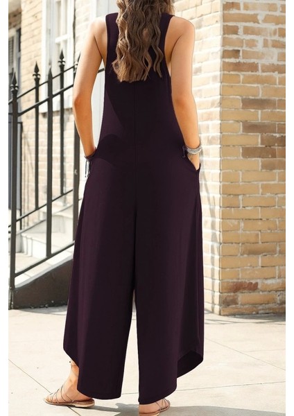 Kadın Askılı Yuvarlak Yaka Cepli Salaş Uzun Viskon Tulum fiyatları