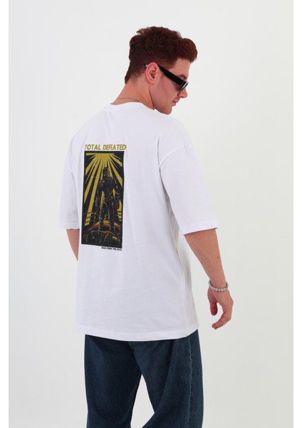 Totaldefeated-Oversize Tişört | Sırt Baskılı – Minimal Göğüs Desenli Unisex Tshirt fiyatları