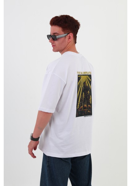Totaldefeated-Oversize Tişört | Sırt Baskılı – Minimal Göğüs Desenli Unisex Tshirt modelleri