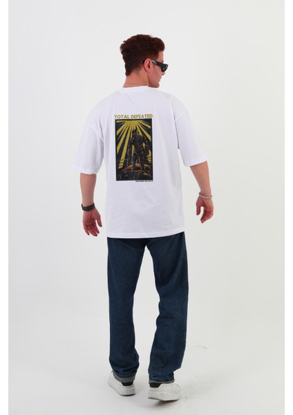 Totaldefeated-Oversize Tişört | Sırt Baskılı – Minimal Göğüs Desenli Unisex Tshirt