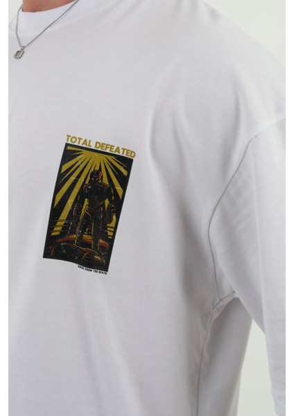 Totaldefeated-Oversize Tişört | Sırt Baskılı – Minimal Göğüs Desenli Unisex Tshirt