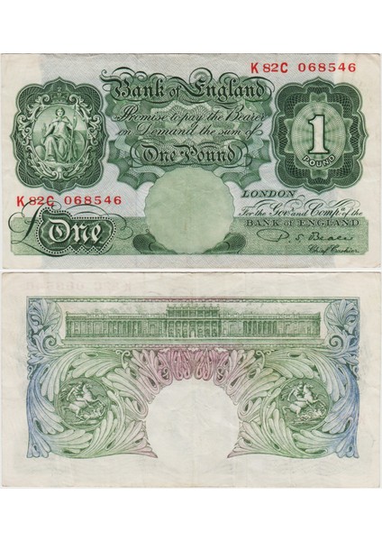 Birleşik Krallık 1 Pound 1949-1955 Pick 369B. Çok Çok Temiz(-) Kondisyon.