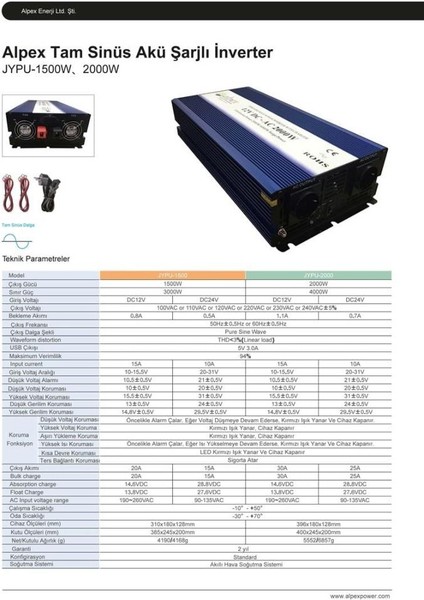 2000W 24V Volt (Şebeke Şarjlı) Tam Ups Inverter