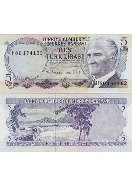 6. Emisyon 2. Tertip 5 Lira H80. Çil Kondisyon.