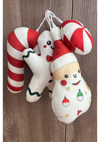 4'lü Yılbaşı Ağaç Süsü Charm Peluş 12 cm