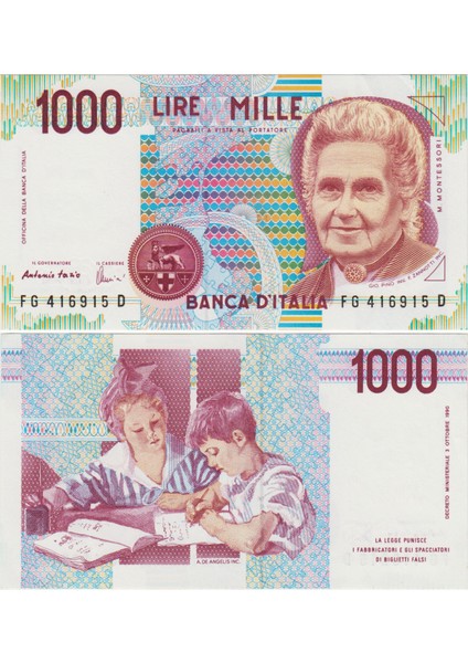 Italya 1000 Liret 1990 Çilaltı Kondisyon.