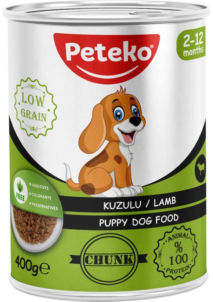 Yavru Köpek Maması Kuzulu Parça Etli Konserve 400gr 12 Adet