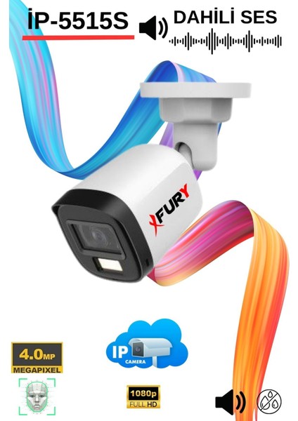 Ip Güvenlik Kamera Seti 4 Kameralı Sesli 4mp Gece Renkli Su Geçirmez IP5515S 320GB modelleri