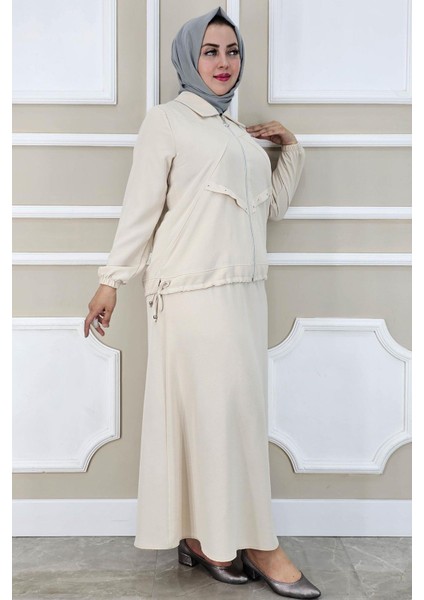 Kadın Aller Dikim Taş Detaylı Tesettür Takım