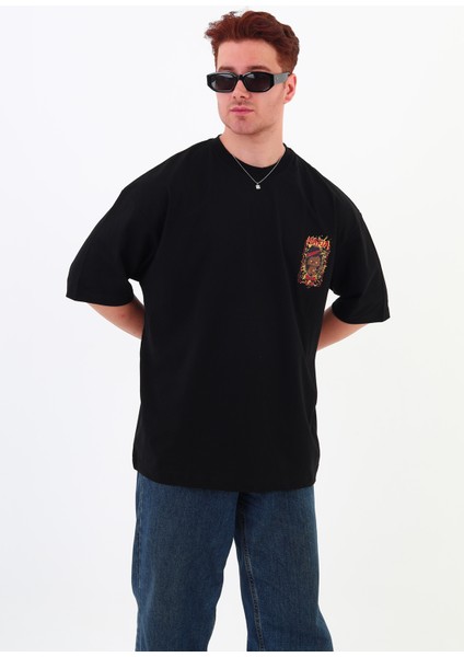 Mafıa-Oversize Tişört | Sırt Baskılı – Minimal Göğüs Desenli Unisex Tshirt