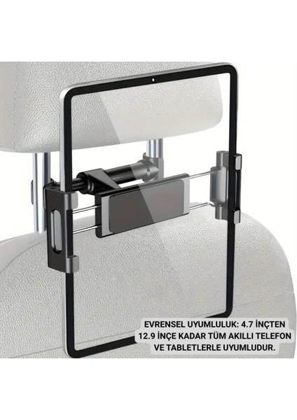 4.7 Inch ve 12.9 Inch Uyumlu Araç Arka Koltuk Için Telefon ve Tablet Tutucu, 360 Derece Dönebilen Tablet Tutucu