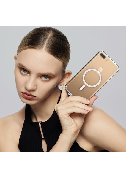 iPhone 7-8 Plus Uyumlu Kamera Korumalı Magsafe Wireless Şarj Özellikli Şeffaf Silikon Kılıf modelleri