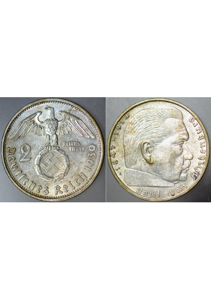 Almanya Gümüş 2 Mark 1939 A= Berlin Darbı. Nazi-Iı. Dünya Savaşı Dönemi. . 8 Gr. Çilaltı