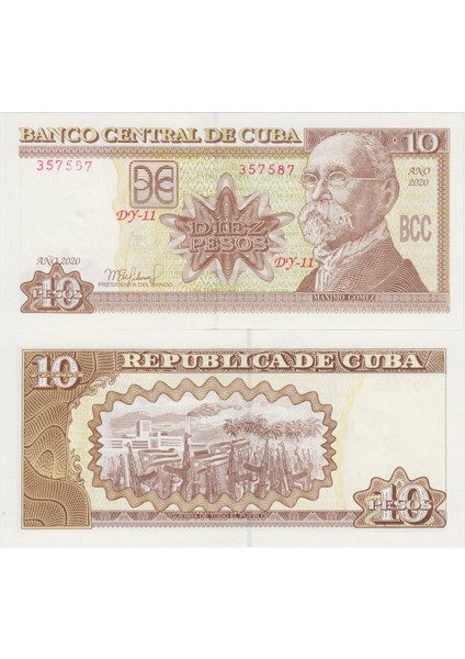 Küba 10 Peso 2020 Maxımo Gomez Portreli. Çil Kondisyon.