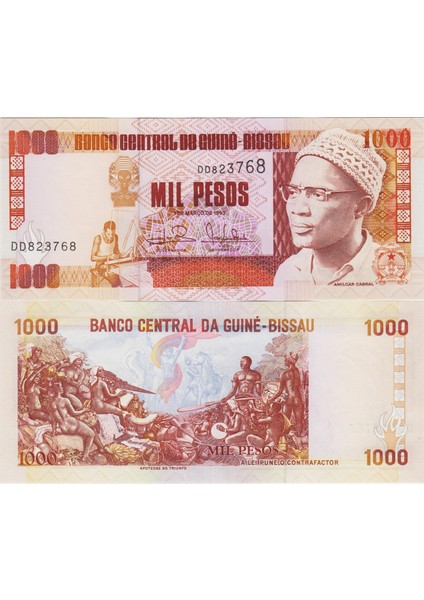Gine Bissau 1000 Peso 1993 Çil Kondisyon.