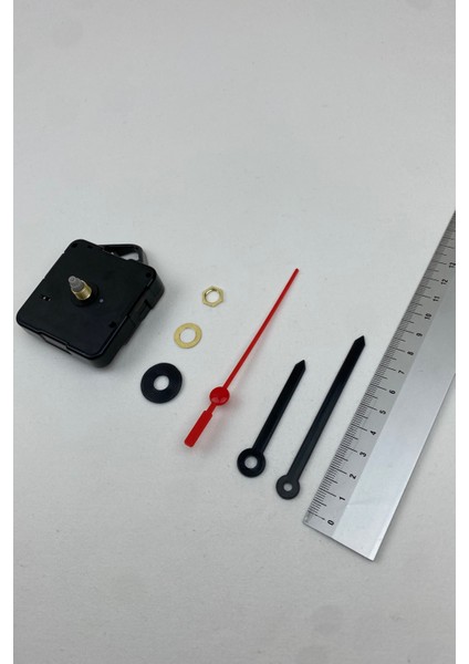 Saat Mekanizması, Akar Sessiz Duvar Saati Mekanizması, 14 mm Şaft, Akrep-Yelkovan-Saniye-(Askılı)