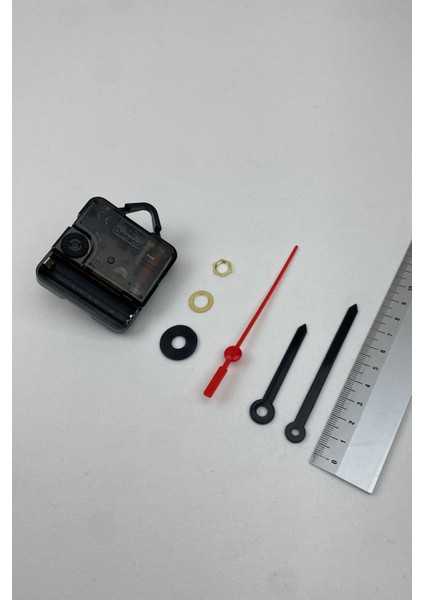 Saat Mekanizması, Akar Sessiz Duvar Saati Mekanizması, 14 mm Şaft, Akrep-Yelkovan-Saniye-(Askılı)