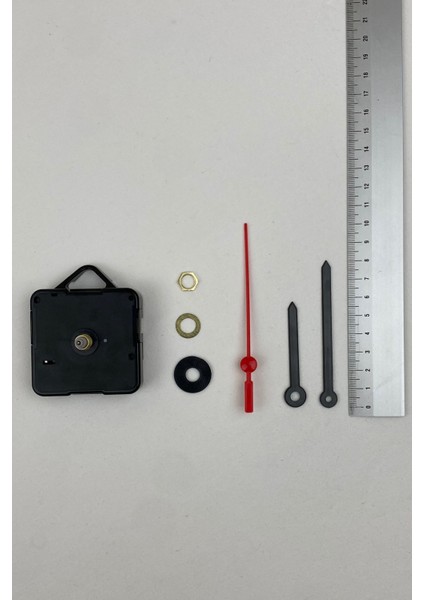 Saat Mekanizması, Akar Sessiz Duvar Saati Mekanizması, 14 mm Şaft, Akrep-Yelkovan-Saniye-(Askılı)