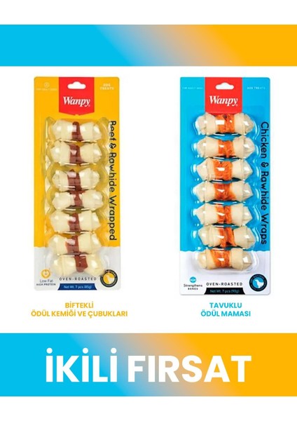 Kemik Üzerine Et Sargılı Ödül 2X85GR (Biftek-Tavuk)