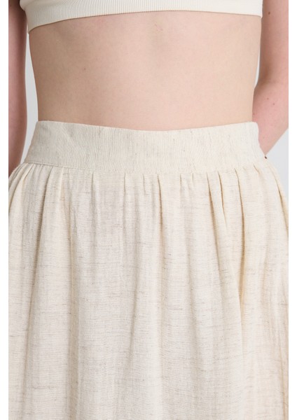 Natural Keten Görünümlü %100 Pamuk Kat Detaylı Fırfırlı Etek 4711A fırsatları