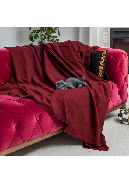 Kaymaz Koltuk Örtüsü Çift Taraflı Mikrofiber Şönil 175x215 cm Bordo – Kedi Köpek ve Çocuk Dostu