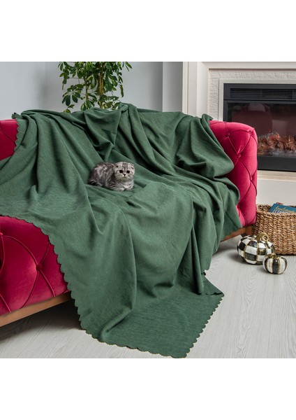 Kaymaz Koltuk Örtüsü Çift Taraflı Mikrofiber Şönil 175x215 cm Yeşil – Kedi Köpek ve Çocuk Dostu