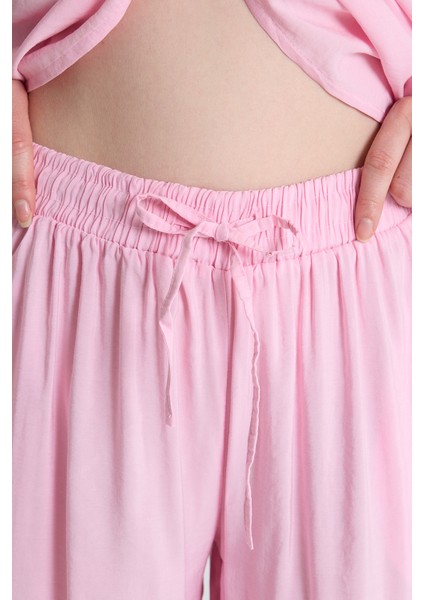 Şeker Pembe Mavi Straplez Bluz ve Geniş Paça Pantolon Ikili Takım 5236 fırsatları