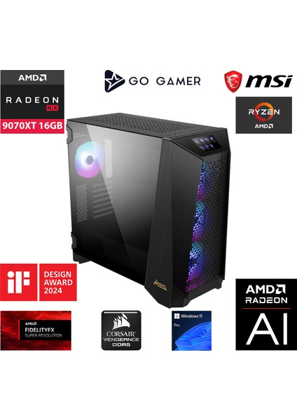 Prospect PS19D / Amd Ryzen 9 9900X3D / X870 / 64GB Ddr5 6000MHZ Ram / Rx 9070XT 16GB / 2tb 14000-14700MB Nvme Gen5 SSD / 360MM Sıvı Soğutma / MSI 31.5" 4K OLED / Windows 11 Pro Workstation Pc
