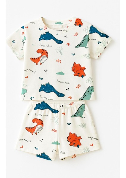 Erkek Çocuk %100 Pamuk Renkli Dinazor Şortlu Pijama Takımı (3-4 Yaş 8-9 Yaş) modelleri