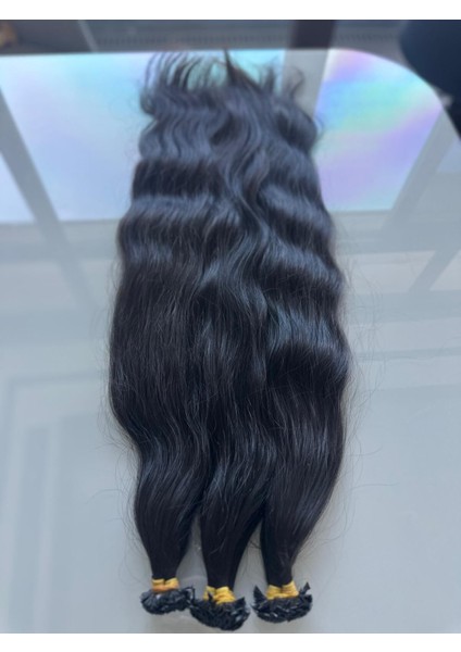 Siyah 3 Numara Keratin Uçlu Kaynak Saç 55 cm 200 Adet