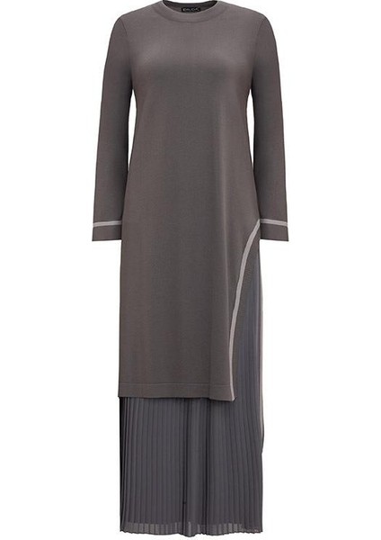 Antrasit Düz Renk Plise Şifon Etek T25Y-2001