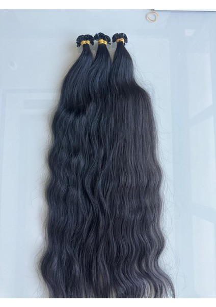Hindistan Siyah Keratin Uçlu Kaynak Saç 85 cm 200 Adet