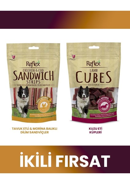 Köpek Ödül Maması 2 Lezzet 2X80GR (Strıps-Cubes)