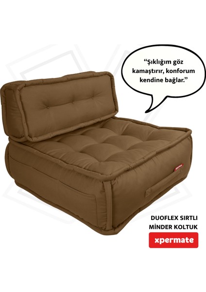 Duoflex Sırtlı Minder Koltuk Iskandinav Tarzı Sırtlıklı Oturma Minderi 80x80x30 Kahverengi