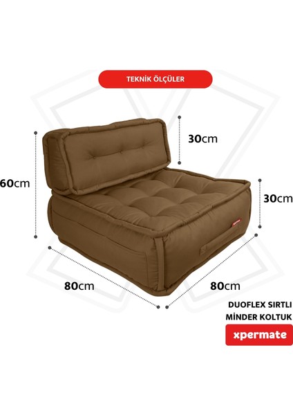 Duoflex Sırtlı Minder Koltuk Iskandinav Tarzı Sırtlıklı Oturma Minderi 80x80x30 Kahverengi fiyatları