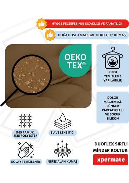 Duoflex Sırtlı Minder Koltuk Iskandinav Tarzı Sırtlıklı Oturma Minderi 80x80x30 Kahverengi fırsatları