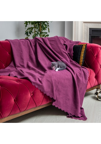 Kaymaz Koltuk Örtüsü Çift Taraflı Mikrofiber Şönil 175x215 cm Mürdüm – Kedi Köpek ve Çocuk Dostu