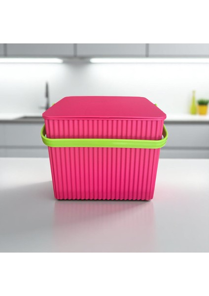 Rainbow Pembe Kare Kova Piknik Sepeti Temizlik Kovası
