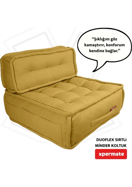 Duoflex Sırtlı Minder Koltuk Iskandinav Tarzı Sırtlıklı Oturma Minderi 80x80x30 Hardal