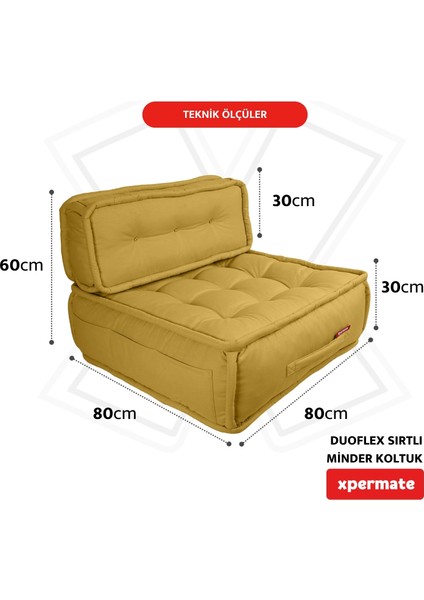 Duoflex Sırtlı Minder Koltuk Iskandinav Tarzı Sırtlıklı Oturma Minderi 80x80x30 Hardal fiyatları