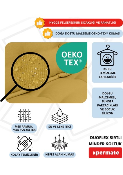 Duoflex Sırtlı Minder Koltuk Iskandinav Tarzı Sırtlıklı Oturma Minderi 80x80x30 Hardal fırsatları