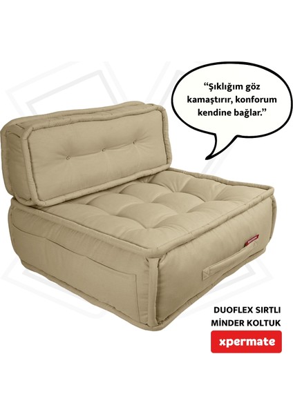 Duoflex Sırtlı Minder Koltuk Iskandinav Tarzı Sırtlıklı Oturma Minderi 80x80x30 Bej