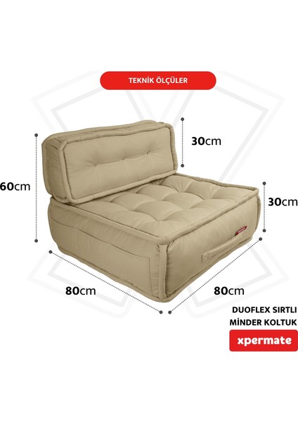 Duoflex Sırtlı Minder Koltuk Iskandinav Tarzı Sırtlıklı Oturma Minderi 80x80x30 Bej fiyatları